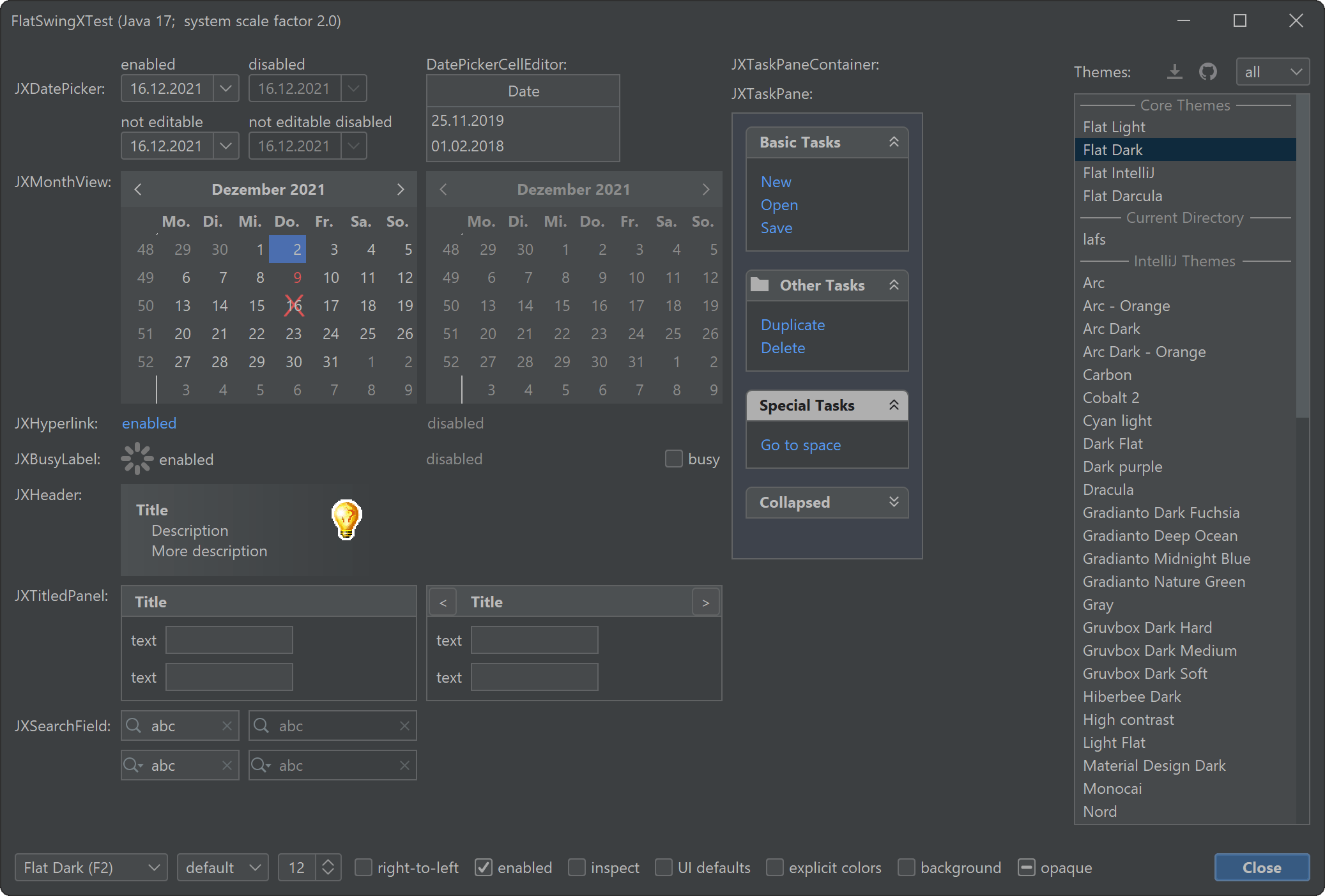 Flat Dark SwingX Demo