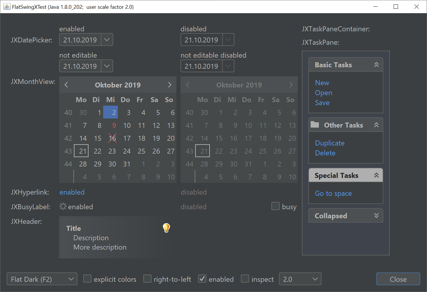 Flat Dark SwingX Demo
